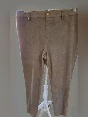 Chicos Faux Suede Light Taupe Pull-On Pants size 3